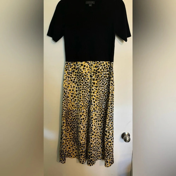Ann‎ Taylor Womens Short Sleeve Crew Neck Side Zipper Maxi Leopard Dress~Size SP - Picture 1 of 8